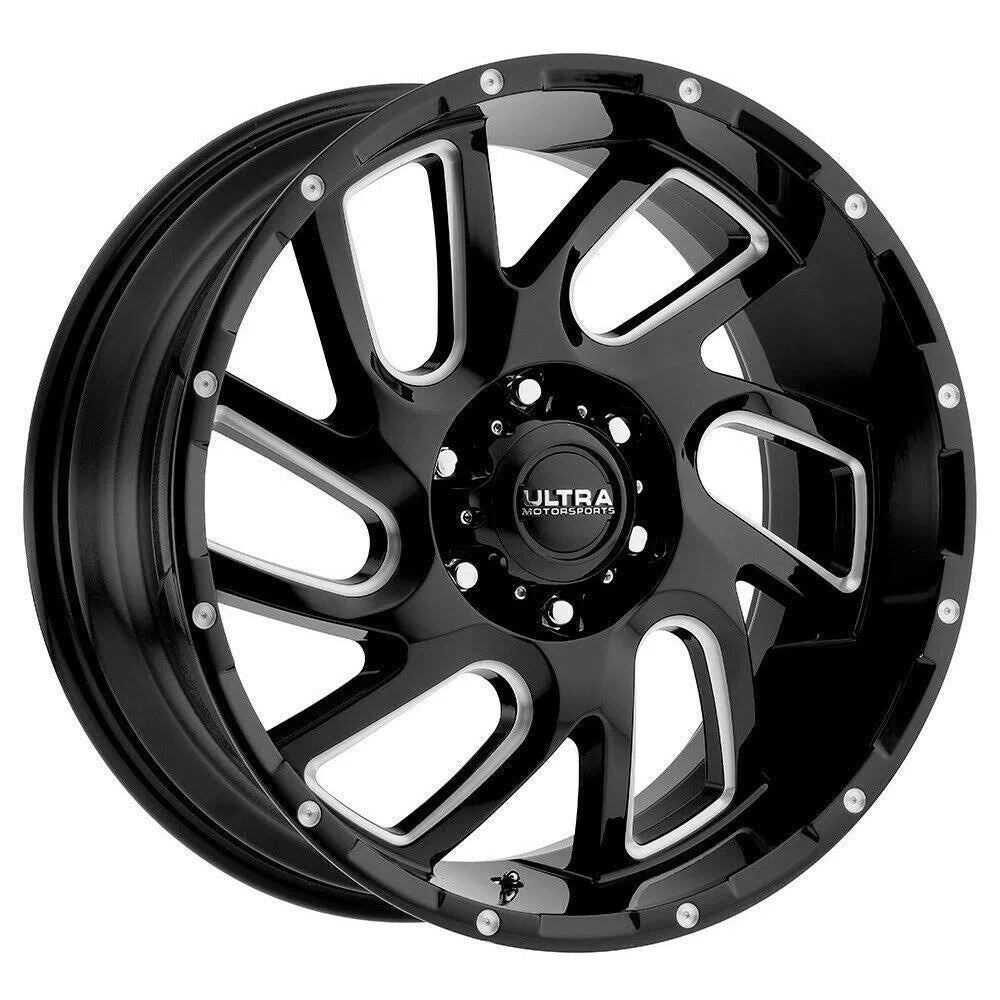 Ultra 221 Carnage ustom Wheel - Gloss Black with Milled Accents and Clear Coat 20 x 9, 18 Offset, 6x139.7 Bolt Pattern, 10