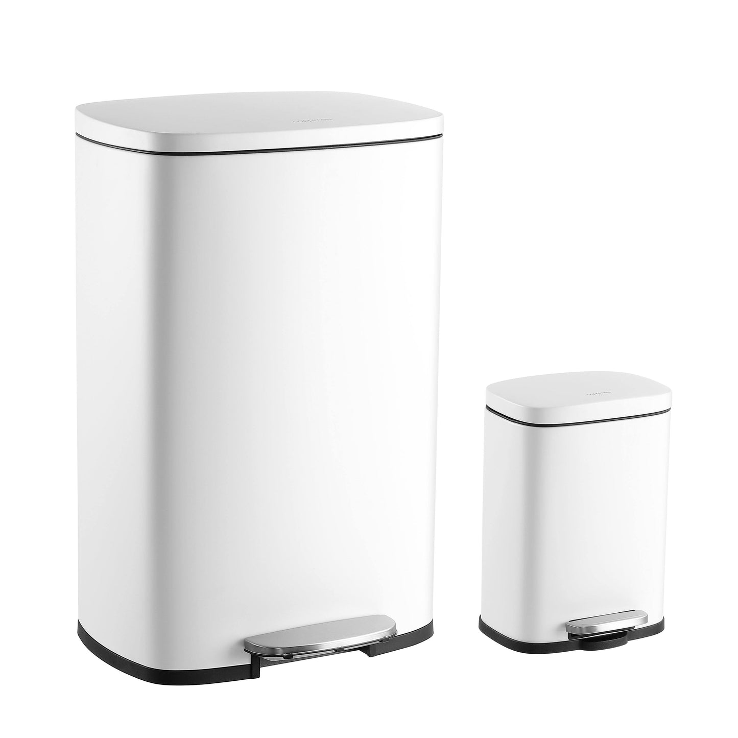 happimess Connor 13-Gallon Trash Can with Lid and Free Mini Trash Can - White