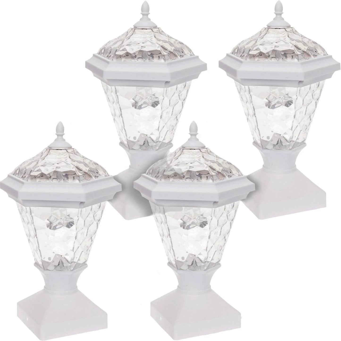 Greenlighting 4 Pack Adonia Solar Post Cap Light for 4 x 4 Wood Posts (White)