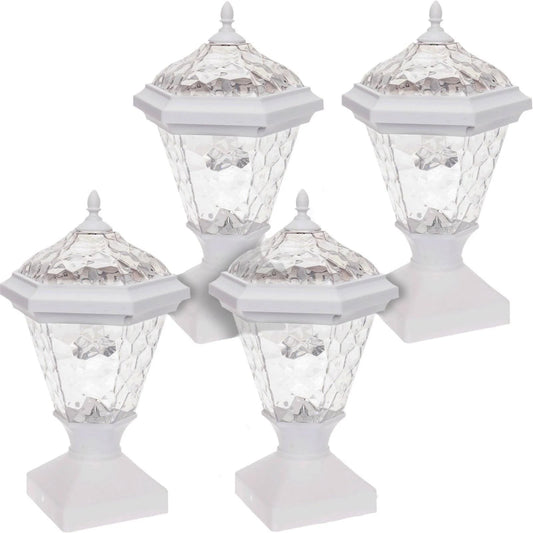 Greenlighting 4 Pack Adonia Solar Post Cap Light for 4 x 4 Wood Posts (White)
