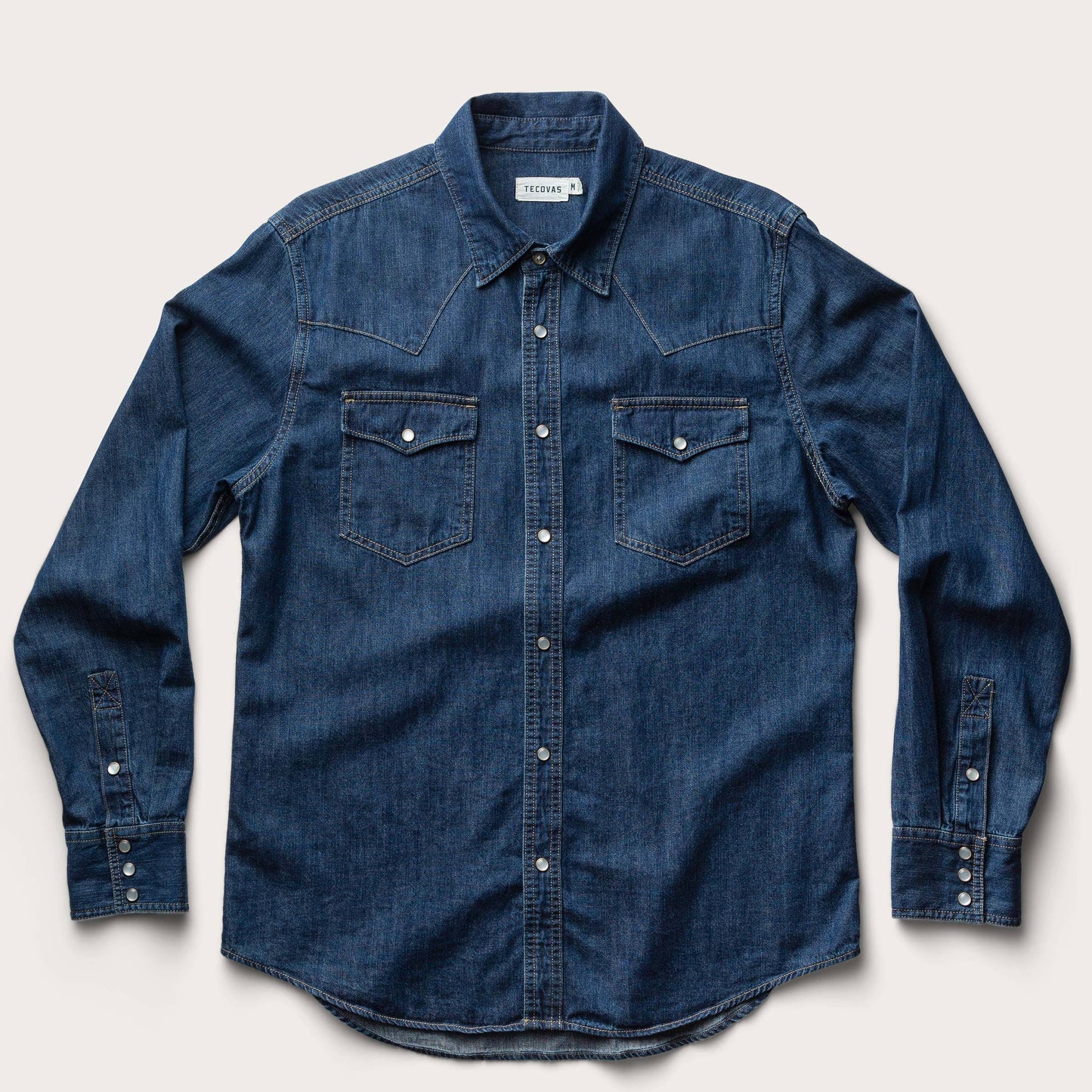 Tecovas | Denim Pearl Snap | Mens Western Shirt | Dark Blue XL