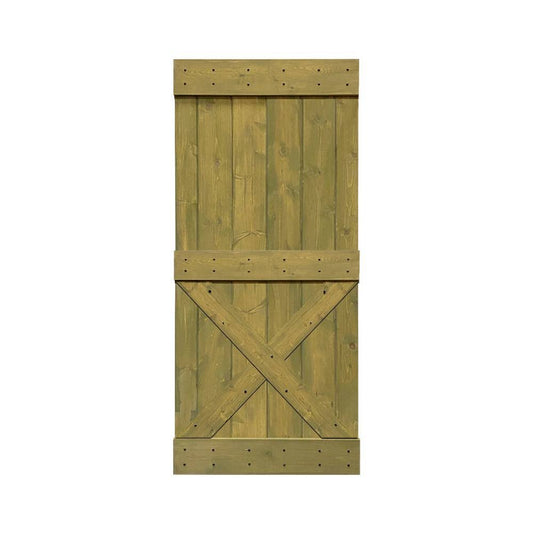 CALHOME Mini x 38 in. x 84 in. Solid Jungle Green Stained Pine Wood Interior Sliding Barn Door Slab