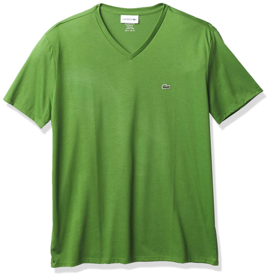 Lacoste Men&s V-Neck Pima Cotton Jersey T-Shirt : Green