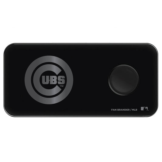 Black Chicago Cubs 3-in-1 Glass Wireless Charge Pad