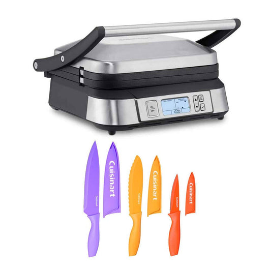 Cuisinart Smoke-less Contact Griddler with 6-Piece Nonstick Color Chef Knife Set GR-6S_K1