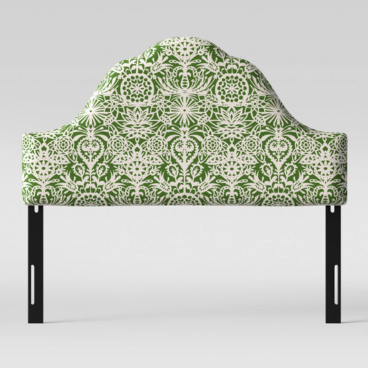 California King Zinnia Arched Headboard Green u0026 White Floral - Opalhouse