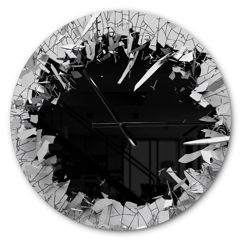 Designart &Abstract Broken Wall 3D Design & Modern Wall Clock