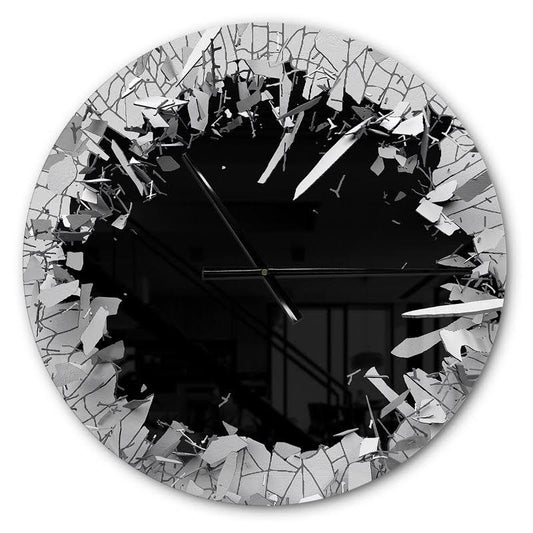 Designart &Abstract Broken Wall 3D Design & Modern Wall Clock