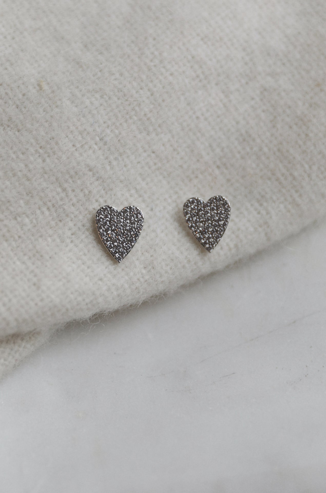 Sterling Silver Heart Diamond Earrings