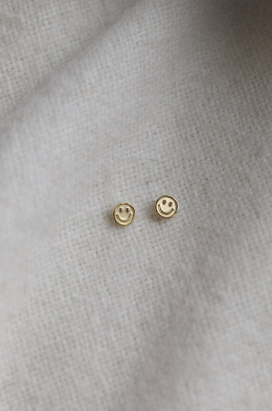 18k Gold Smiley Face Earrings