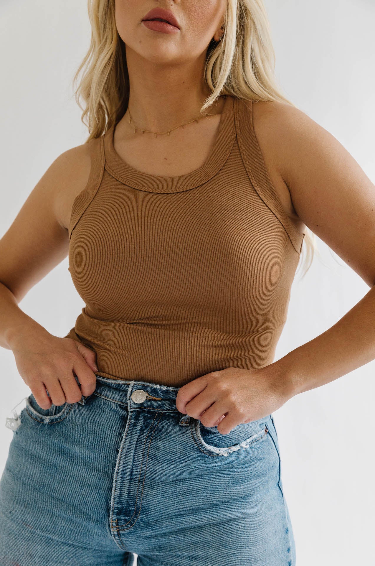 Taupe Ribbed Tank Top