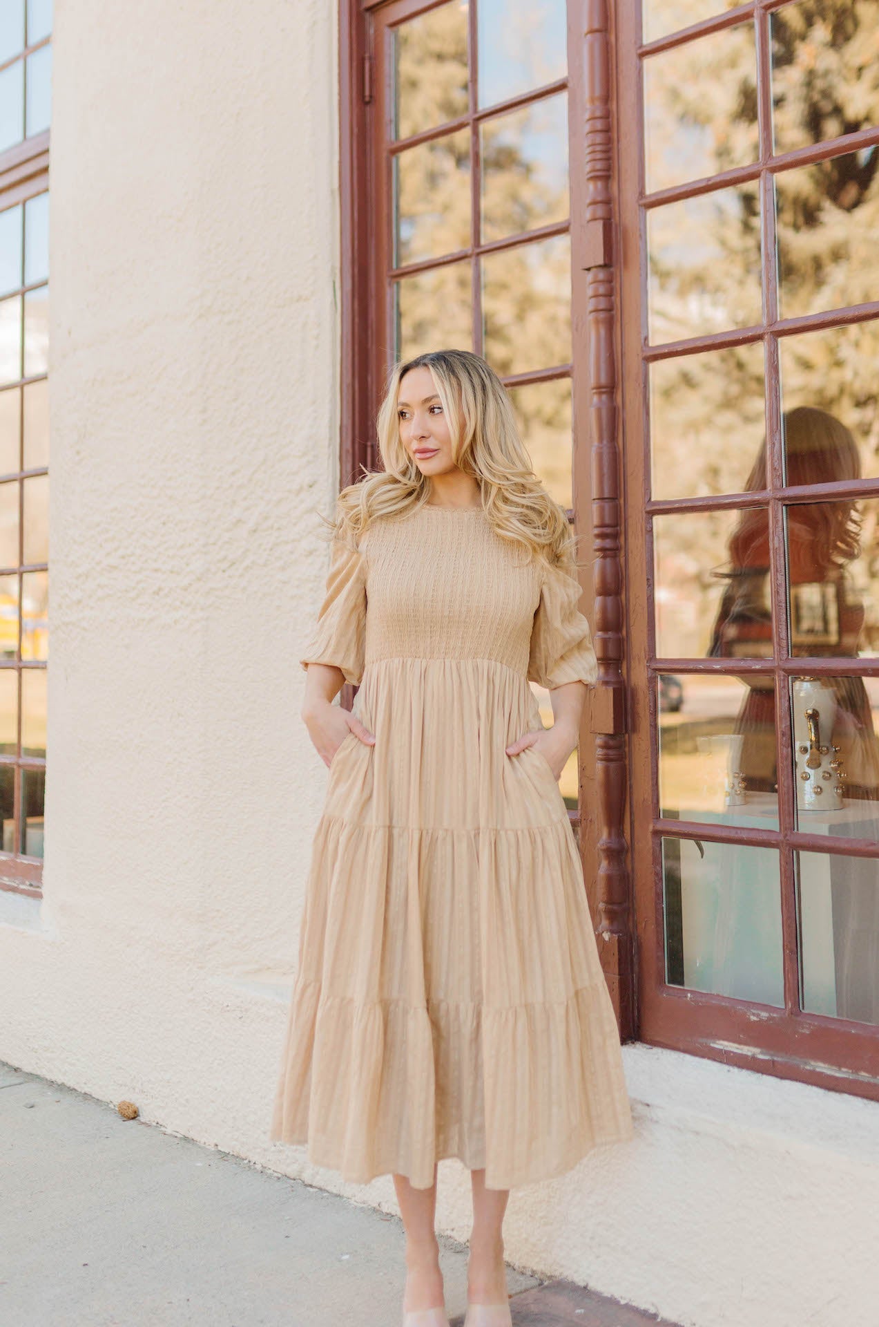 Puff Sleeve Midi Dress