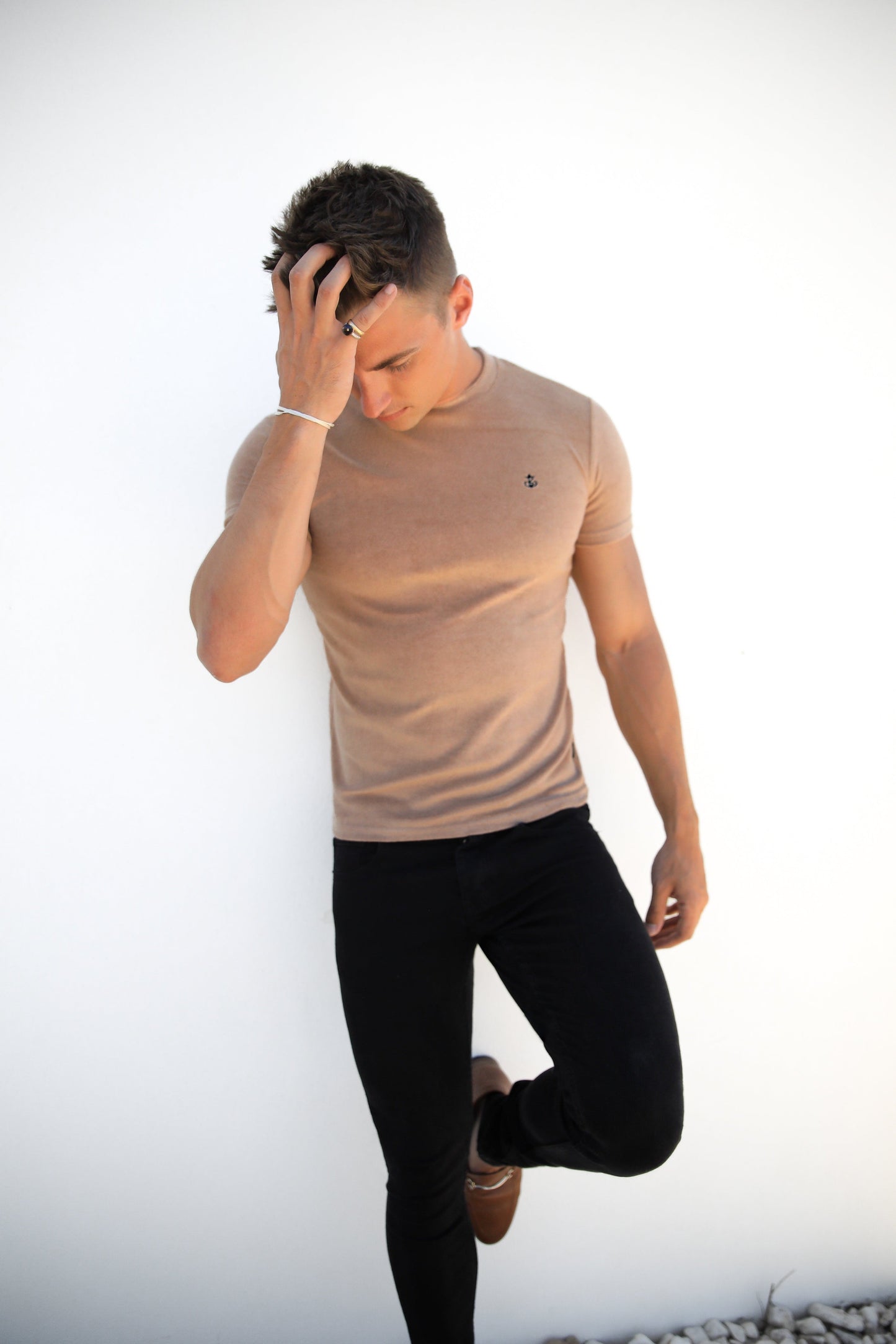 Ryder Textured Towel T-Shirt - Tan