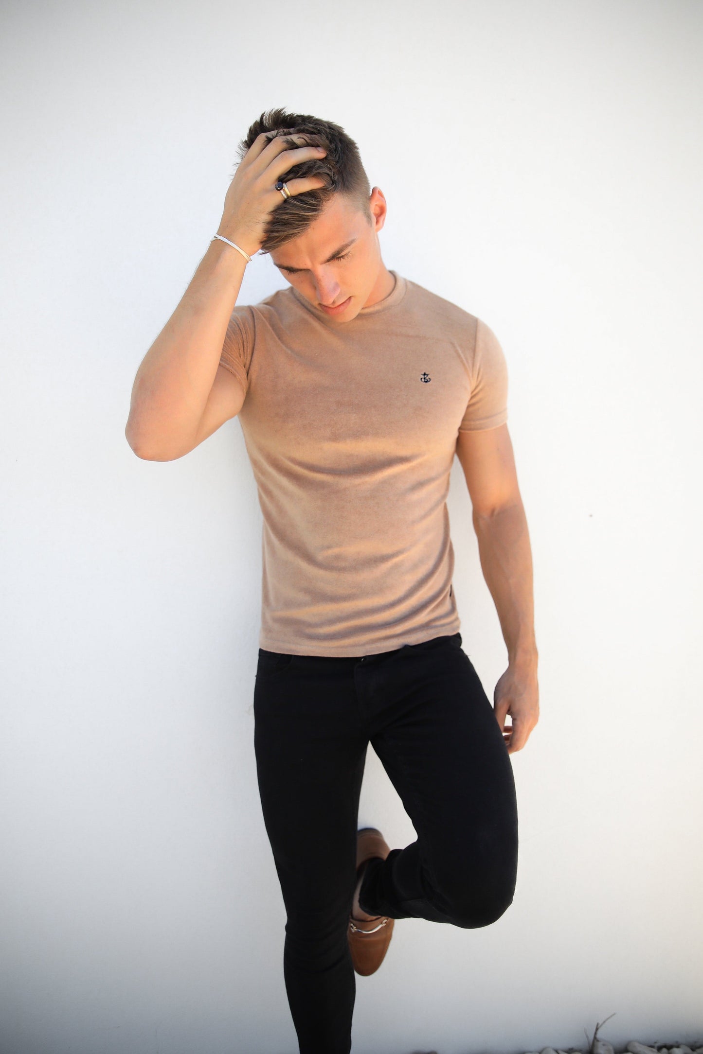 Ryder Textured Towel T-Shirt - Tan