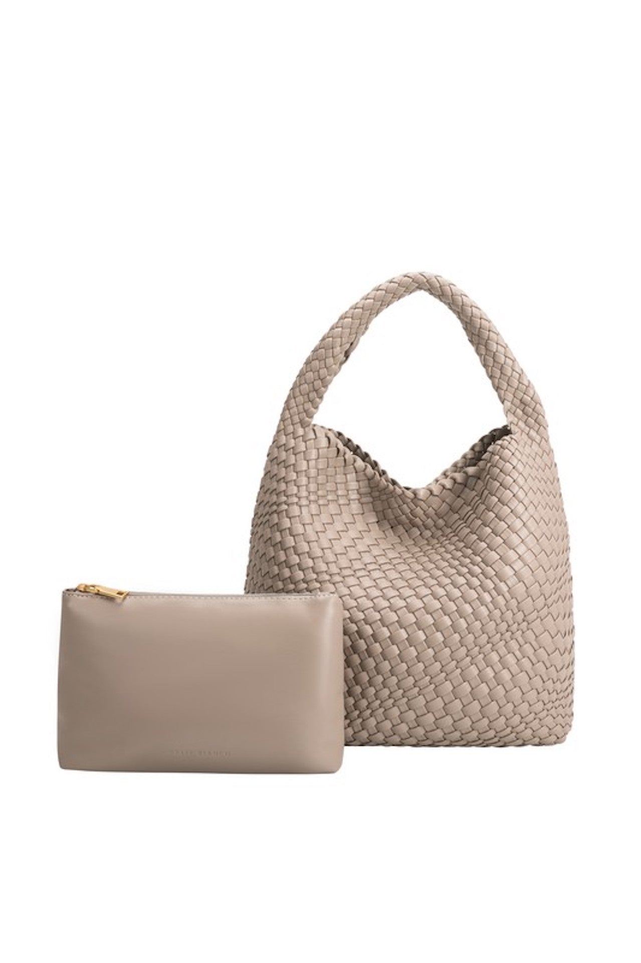 Taupe Woven Shoulder Bag