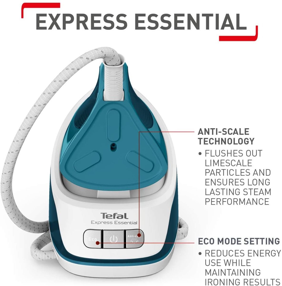 Tefal SV6115G0  Pressurised Steam Generator Express Iron 2200W White & Green- NEW