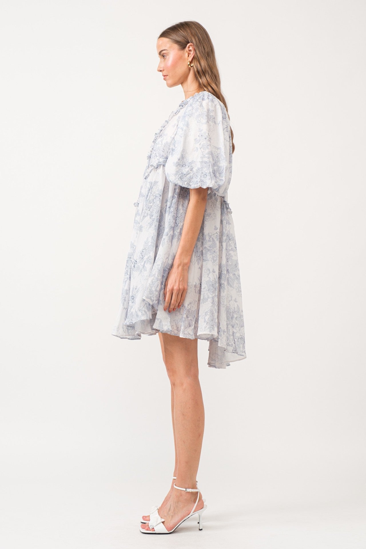 Toile Asymmetrical Mini Dress