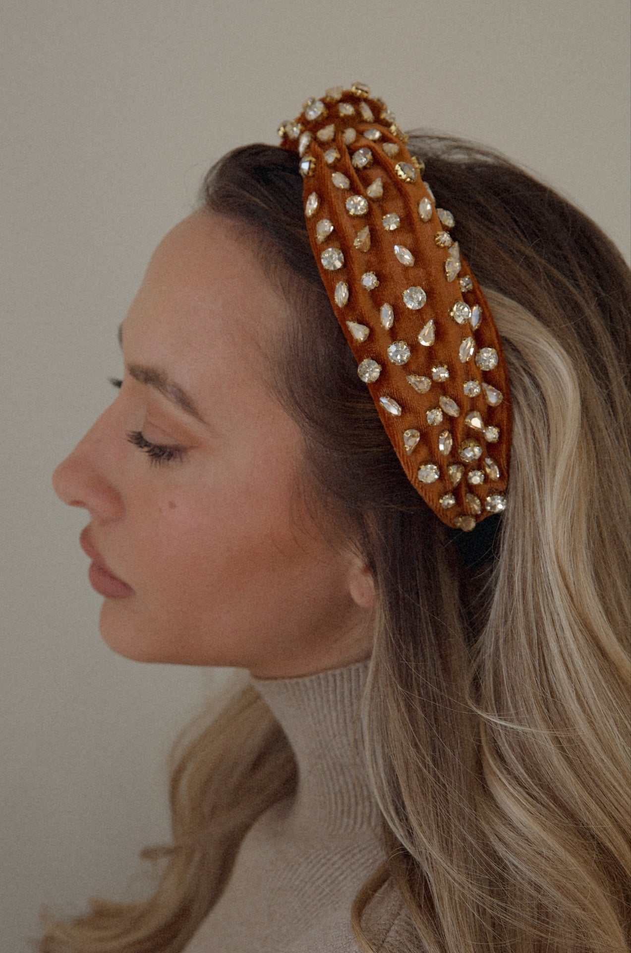 Rust Velvet Jeweled Headband