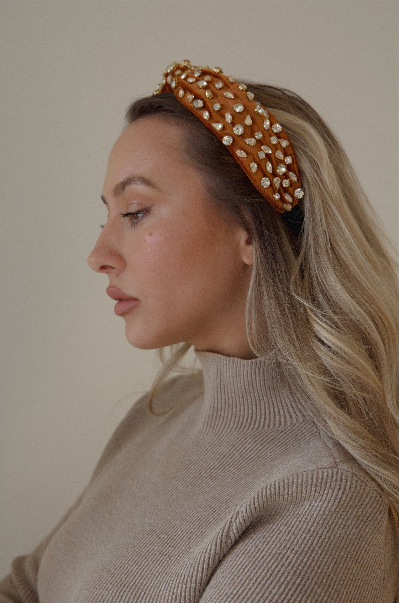 Rust Velvet Jeweled Headband