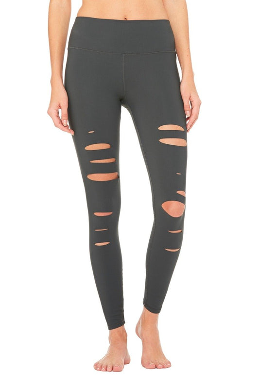 High-Waist Ripped Warrior Legging - Anthracite