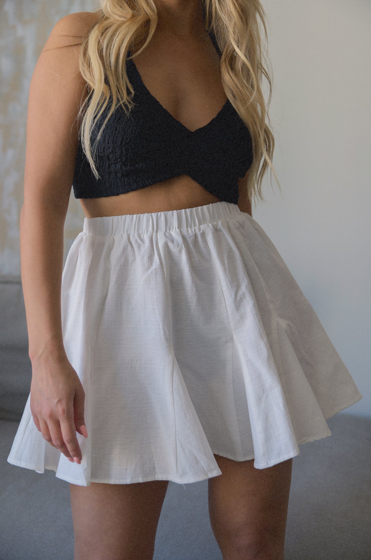 White Linen Mini Skirt