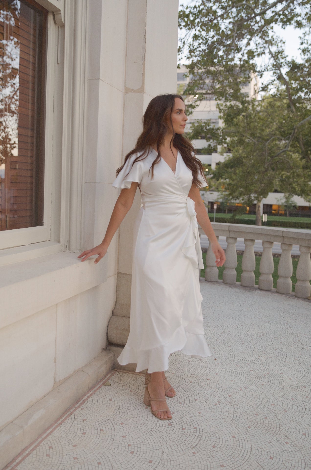 White Satin Midi Dress